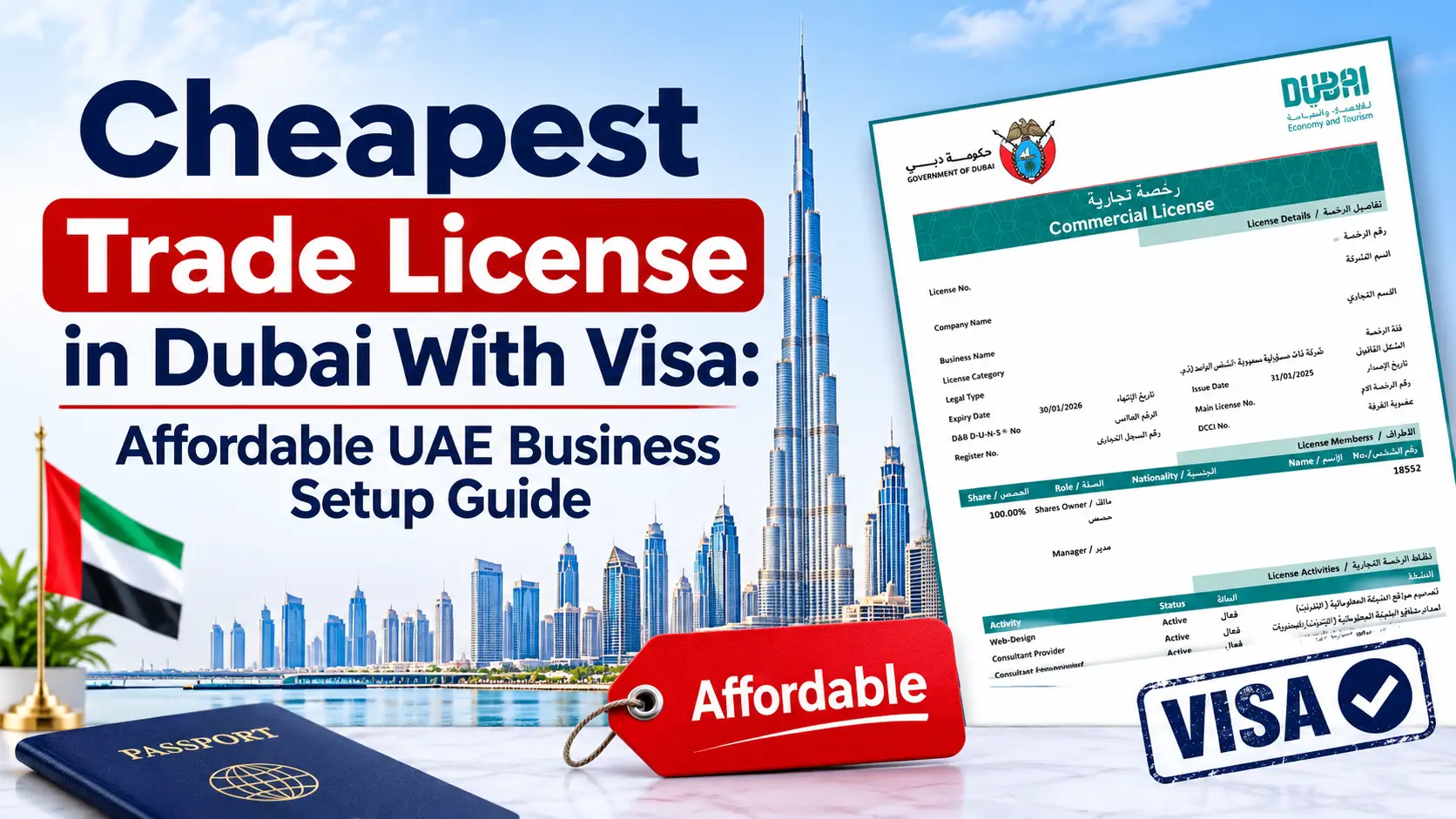 Cheapest trade license in Dubai with visa
